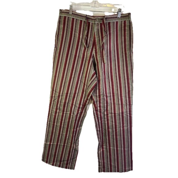 Vintage 90s Linen Silk Rainbow Stripe Baggy Pants Grunge - Picture 1 of 7